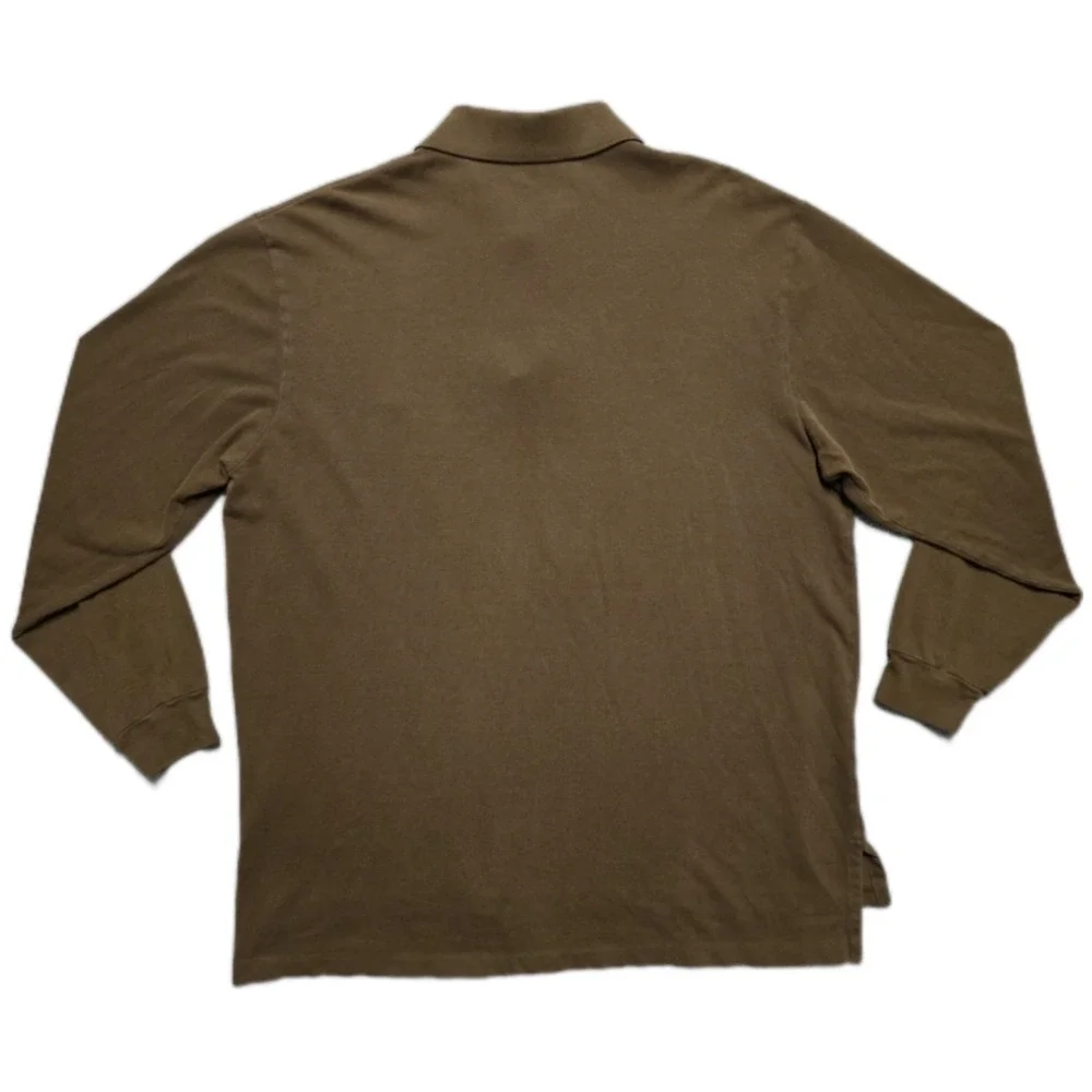 VTG 90s Polo Ralph Lauren Long Sleeve Polo Shirt Mens XLT Brown Pony Comfort